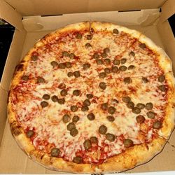 A Round Pizza - House meatball pie. Everything about this pie was good except the really bad meatballs