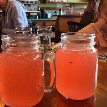 The Big Blue Cafe - two masons filled with liquid - Breakfast & Brunch Near Me - Arcata, California