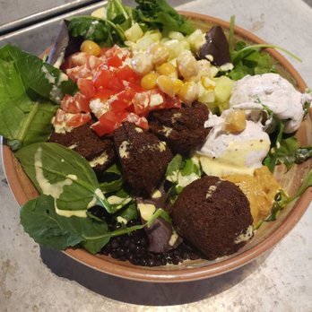 Rice Mediterranean Kitchen - Grain + salad bowl with Greek yogurt and falafel - Mediterranean Near Me - Miami, Florida Rice Mediterranean Kitchen - Grain + salad bowl with Greek yogurt and falafel - Mediterranean Near Me - Miami, Florida