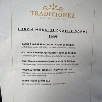 Tradicionez - 12/11/23 menu - Latin American Near Me - Fishkill, New York