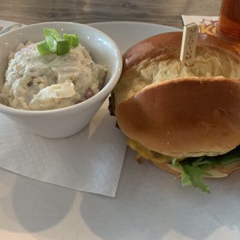 Stripers Bar & Grille - Hamburger with potato salad was great!!! Since I am the only non seafood eater in the family - Seafood Near Me - Manteo, North Carolina Stripers Bar & Grille - Hamburger with potato salad was great!!! Since I am the only non seafood eater in the family - Seafood Near Me - Manteo, North Carolina