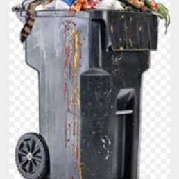 an orange muscle trash can