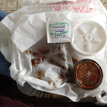 Old Hickory House - Baby back ribs sandwich plate:awful-tasting BBQ sauce in cup, covered coleslaw, baby back and faint-garlic tasting bread. - Barbeque Near Me - Tucker, Georgia
