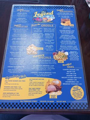Menu photo 1 The Legend American Breakfast and Lunch Vallejo, CA Menu photo 1 The Legend American Breakfast and Lunch Vallejo, CA
