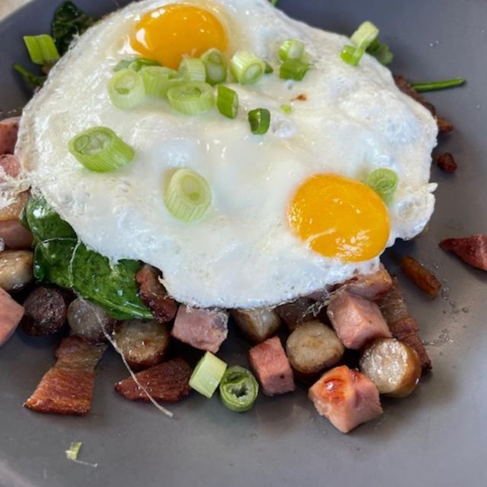 Cafe Mimosa - Protein Hash with Sunny Side Eggs. - Breakfast & Brunch Near Me - Rohnert Park, California