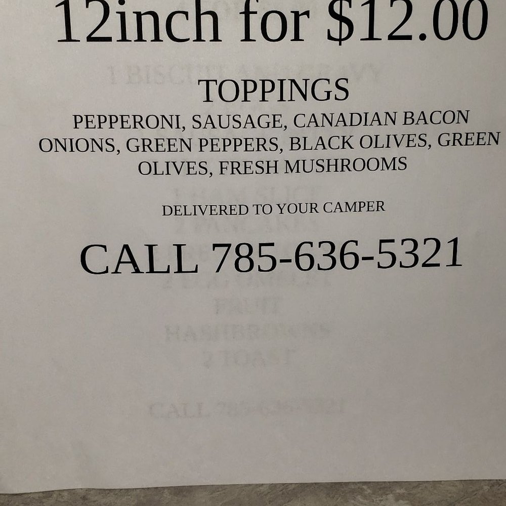 Mill Creek Campground - Pizza Menu - Campgrounds Near Me - Paxico, Kansas Mill Creek Campground - Pizza Menu - Campgrounds Near Me - Paxico, Kansas