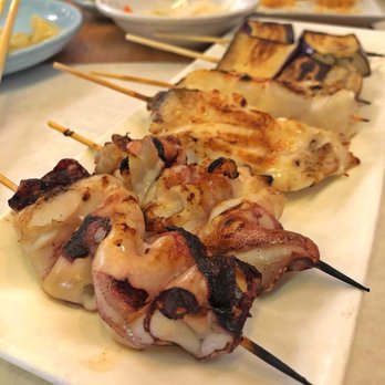 Kushiyu - Squid, Chilean Sea Bass & Eggplant - GRILLED - Sushi Bars Near Me - Tarzana, California