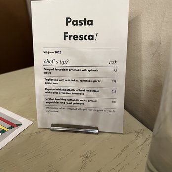 Pasta Fresca - Daily Menu - Italian Near Me - Prague, Puerto Rico