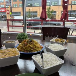 Cafe Nova - Dhaal Curry, Fish Curry, Kothu Roti with Chicken Curry. Curries come with perfectly cooked Basmati rice.