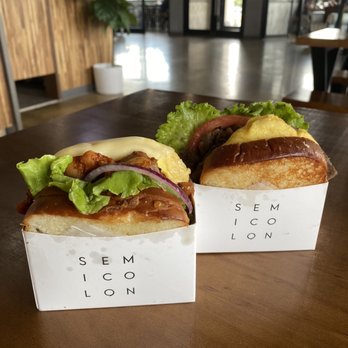Semicolon Cafe - Spicy Chicken Sandwich (front) & Bulgogi Sandwich (back) - Sandwiches Near Me - Chantilly, Virginia Semicolon Cafe - Spicy Chicken Sandwich (front) & Bulgogi Sandwich (back) - Sandwiches Near Me - Chantilly, Virginia
