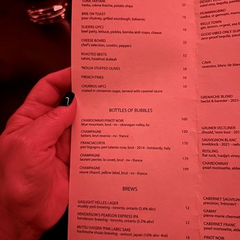 Evangeline - Menu 6/30/23 - Cocktail Bars Near Me - Toronto, Ontario