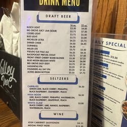 Valley Inn Ale House - Drinks, February 2025