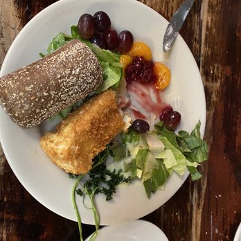Bavarian Grill - Fried Brie app. w/ salad, grapes, mandarin oranges,  berries and bread! So lovely and Delish! - German Near Me - Plano, Texas