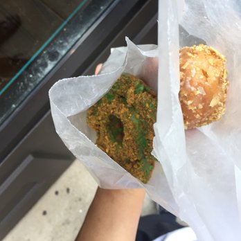 Firecakes Donuts - Pistachio + Peach Cobbler! - Bakeries Near Me - Chicago, Illinois Firecakes Donuts - Pistachio + Peach Cobbler! - Bakeries Near Me - Chicago, Illinois