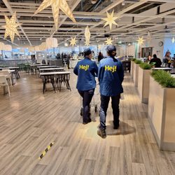 IKEA - This shows that this is a comparatively lengthy IKEA restaurant, with view windows with tables all along the exterior wall (right)