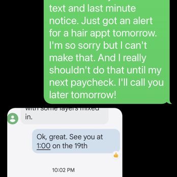 Total Eclipz Salon - Screenshots of texts. I alerted her I needed to cancel and she took a screen shot, sent back to me with an added comment, "This bitch...". - Hair Salons Near Me - Mint Hill, North Carolina Total Eclipz Salon - Screenshots of texts. I alerted her I needed to cancel and she took a screen shot, sent back to me with an added comment, "This bitch...". - Hair Salons Near Me - Mint Hill, North Carolina