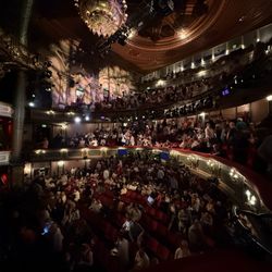 The seating area with the stage on the left.