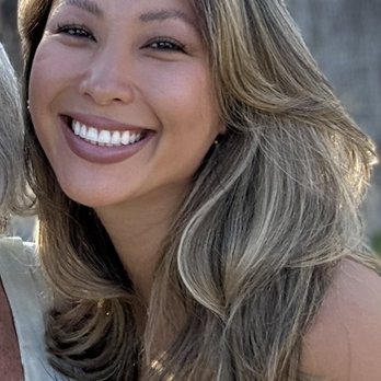 Hair By Mia - Platinum blonde, full highlights and curtain bangs with medium length layers - Hair Stylists Near Me - El Segundo , California