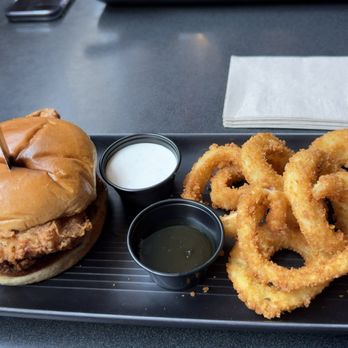 The Rock Wood Fired Pizza - Rock Chicken Sandwich, onion rings - Pizza Near Me - Lacey, Washington The Rock Wood Fired Pizza - Rock Chicken Sandwich, onion rings - Pizza Near Me - Lacey, Washington