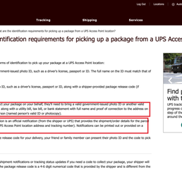 UPS package pickup policy