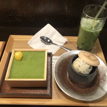 Cha-An - Black Sesame Creame Brulee Green Tea Tiramisu  Matcha Latte - Japanese Near Me - New York, New York