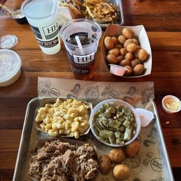 2 Pulle 2 Brisket Tacos Bottled Water Hush Puppies Mac and Cheese