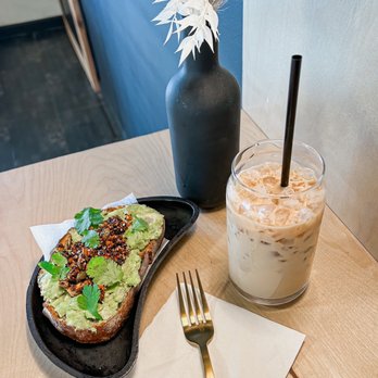 Renegade By Devout Coffee - Avocado toast and an iced latte - Coffee & Tea Near Me - Fremont, California