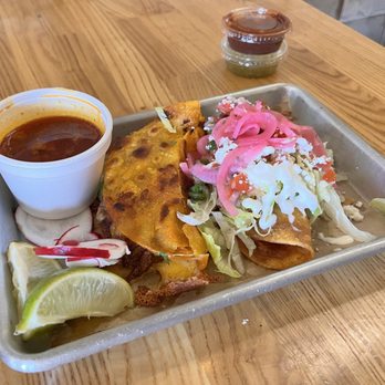 Tacos and Papas - Tacos left to right: Quesa-birria, potato - Mexican Near Me - Monrovia, California
