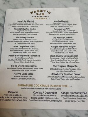Menu photo 1 Harry's Bar San Francisco, CA