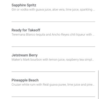 Chase Sapphire Lounge - Cocktail menu - Airport Lounges Near Me - Grapevine, Texas