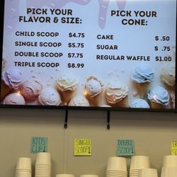 Ice cream menu