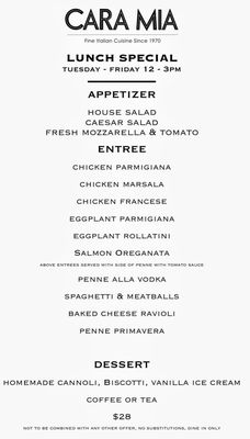 Menu photo 6 Cara Mia Restaurant Floral Park, NY