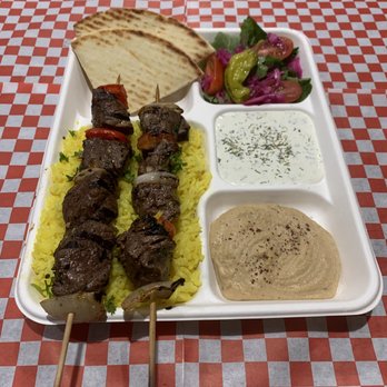 Mosaic Mediterranean Catering - Beef Kebab Plate - Mediterranean Near Me Mosaic Mediterranean Catering - Beef Kebab Plate - Mediterranean Near Me