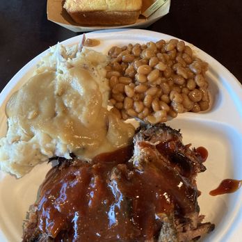 Uncle Bud’s Place - Cajun smoked chuck roast platter with baked beans and smoked mashed potatoes and gravy with cornbread. - Cajun/Creole Near Me - Prescott, Arizona Uncle Bud’s Place - Cajun smoked chuck roast platter with baked beans and smoked mashed potatoes and gravy with cornbread. - Cajun/Creole Near Me - Prescott, Arizona