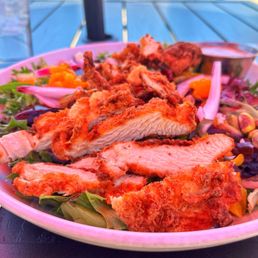 Beet salad with crunchy chicken. Beet salad with crunchy chicken.