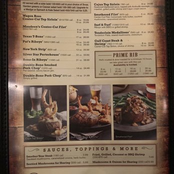 Saltgrass Steak House - Menu as of September 2019 - Steakhouses Near Me - Waco, Texas