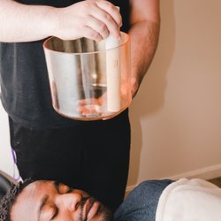 Balanced Enrichment - Sound Bowl with a Reiki client