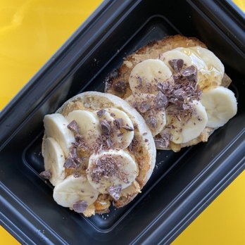 The Neon Banana - PEANUT BUTTER BAD BANANA toasted English muffin with house made peanut butter, bananas, shaved chocolate and local honey. - Juice Bars & Smoothies Near Me - Ladue, Missouri The Neon Banana - PEANUT BUTTER BAD BANANA toasted English muffin with house made peanut butter, bananas, shaved chocolate and local honey. - Juice Bars & Smoothies Near Me - Ladue, Missouri