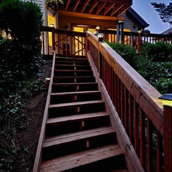 Milton Cleanup & More - Picture of the stairs with the lights on. - Landscaping Near Me