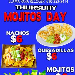 Sabor Latino Restaurant - Night Club - Thursday's Mojitos at $ 6, Nachos at $6, Quesadillas at $ 6 all day