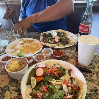 Maria's Taco Shop - Carne asada tacos  Rice and beans - Mexican Near Me - Modesto, California