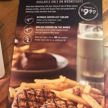 Outback Steakhouse - Wednesday special $10 - Steakhouses Near Me - Foothill Ranch, California Outback Steakhouse - Wednesday special $10 - Steakhouses Near Me - Foothill Ranch, California