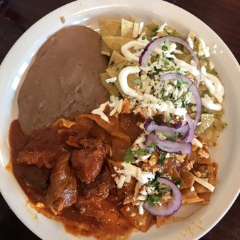 Sabor Cocinabar - Chilaquiles divorciados; chipotle and salsa verde. With a side of asado - Mexican Near Me - San Antonio, Texas