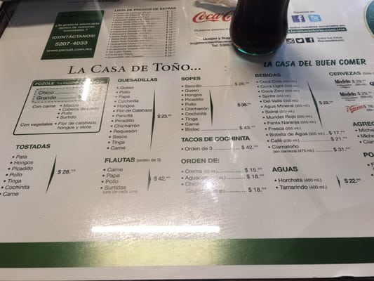 Menu photo 1 La Casa de Toño México, D.F., DIF