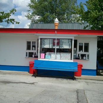 Erma's - a blue and red bench in front of an ice cream shop - Burgers Near Me - Owingsville, Kentucky Erma's - a blue and red bench in front of an ice cream shop - Burgers Near Me - Owingsville, Kentucky