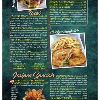 El Jaripeo - Menu 01/2024 - Mexican Near Me - Canton, Ohio
