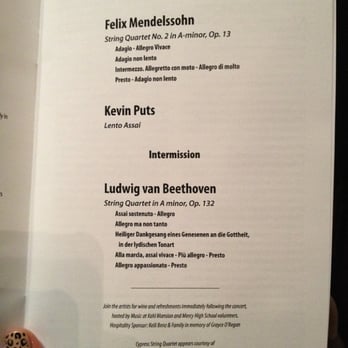 Music At Kohl Mansion - 2/26/12 program - Performing Arts Near Me - Burlingame, California
