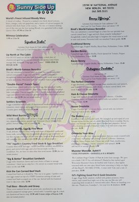 Menu photo 2 Sunny Side Up Cafe New Berlin, WI Menu photo 2 Sunny Side Up Cafe New Berlin, WI