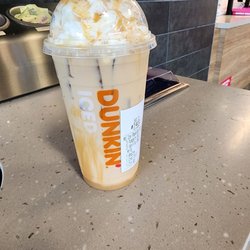 Dunkin' - Incorrectly made pumpkin spice signature latte. NO swirl should be visible on the cup of a latte