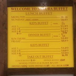Sakura Hibachi And Buffet - New update on higher prices 7/15/2025
